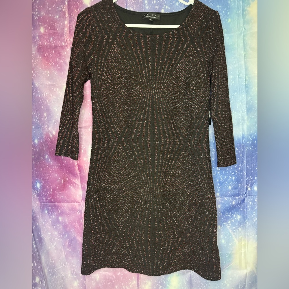 New Trixxi black mini dress with multicolor metallic stitching 🛍